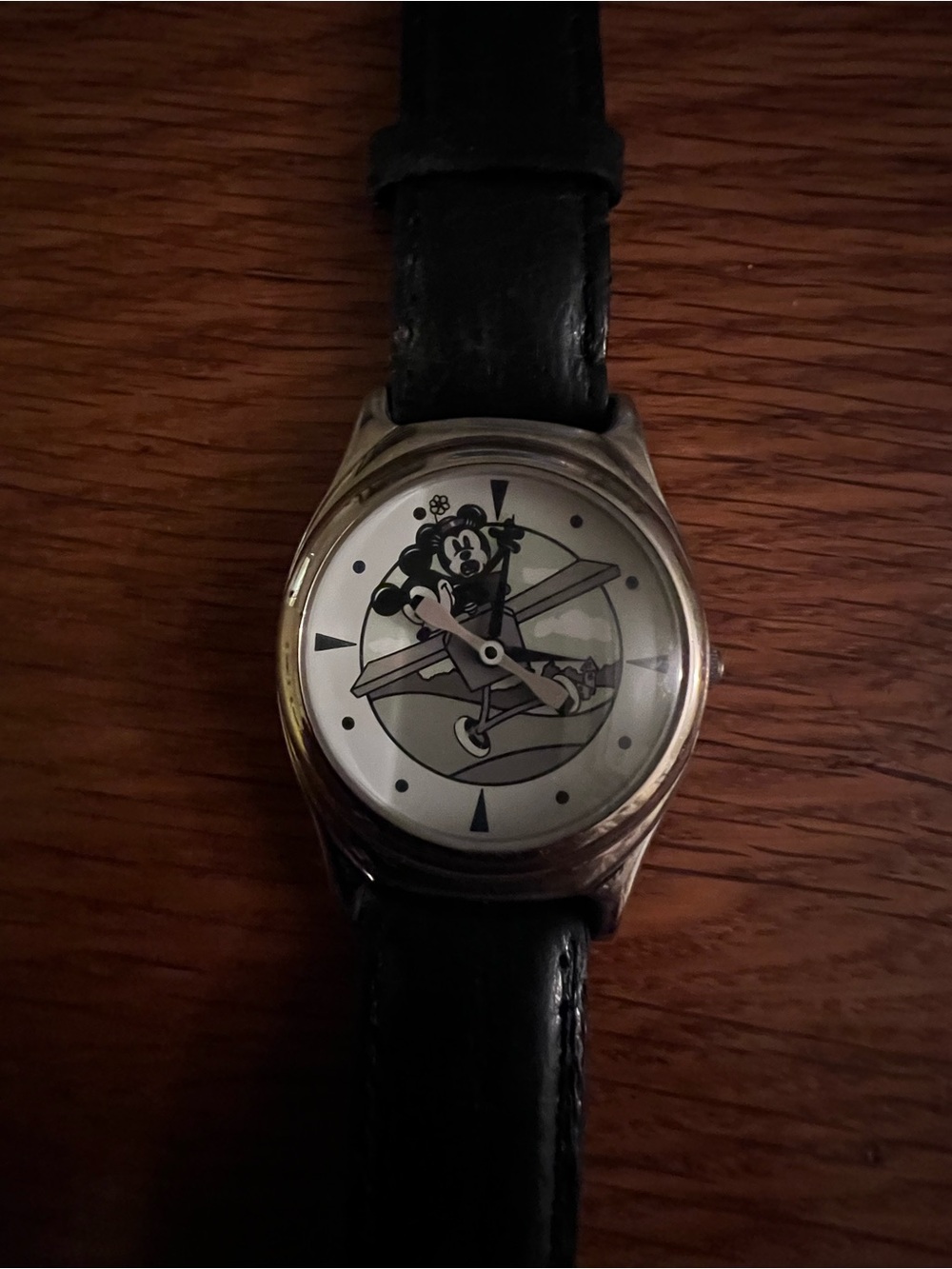 Black Disney Leather Strap Character Pilot Watch